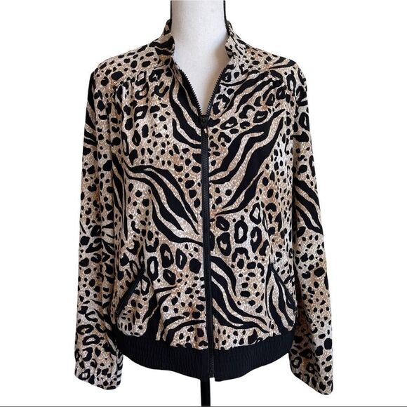Chico's Zenergy Front Zip Animal Print LIghtweight Jacket - SIze 8 - Picture 1 of 9